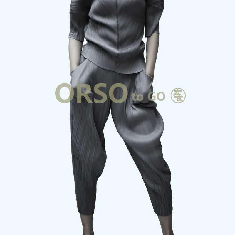 Changpleat 2018 Spring Women harem pants Miyak Pleated Original design elastic waist Solid color loose Female Pants Fashion Tide