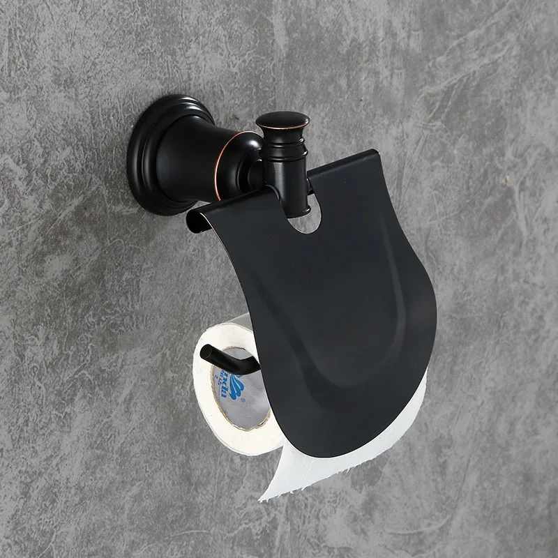 Toilet paper holder AOBITE, аксессуары для ванной, наборы, черный металл, аксессуары для ванной комнаты, набор, одинарный, двойной, полотенце, бар, туалетная щетка, крючок, бумага, мыло, держатель 5200 - Цвет: Toilet paper holder
