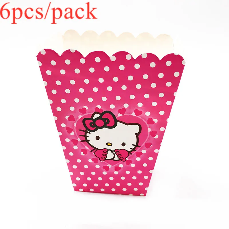 6 шт./упак. коробки для попкорна с рисунком Hello Kitty Mouse украшения дня рождения