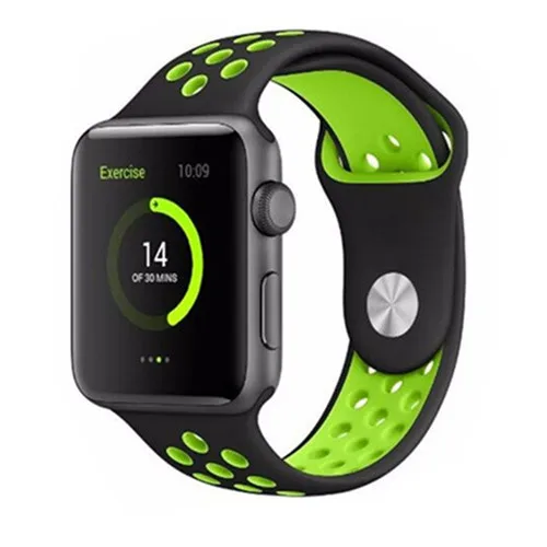 black green Ремешок для apple watch 42 мм 38 мм силиконовый браслет correa iwatch 5 4 3 2 44 мм 40 мм спортивный браслет pulseira аксессуары для apple watch - Цвет ремешка: black green
