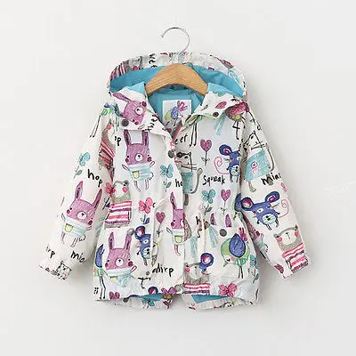 

Fashion Kids Print Coat Baby Girl Cute Animals Jacket Toddler Winter Long Sleeve Hooded Outerwear
