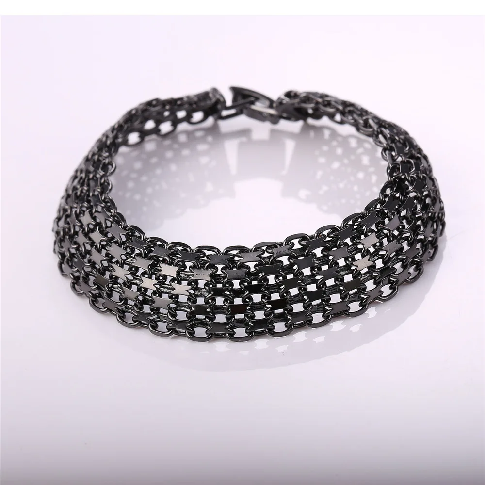 Уникальный черный браслет в стиле панк-рок для мужчин H369H | Украшения и аксессуары