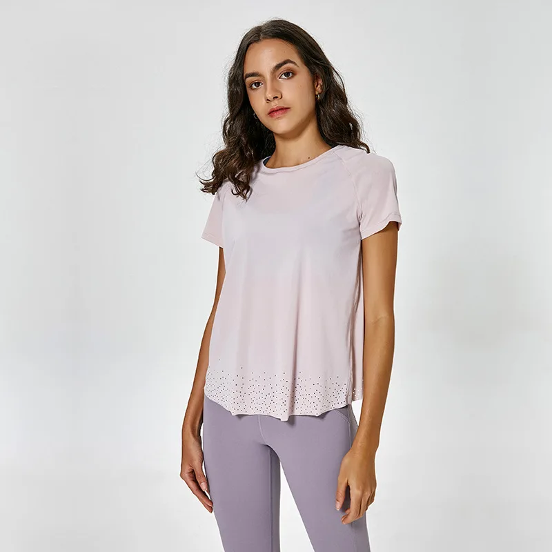 Женская свободная футболка Dri-fit с сеткой для фитнеса, тренажерного зала, йоги, бега, атлетического спорта - Цвет: Розовый