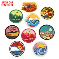 iron on patch diy landscape embroidered patch scenery stickers biker badge on backpack iron patch for clothing accessories