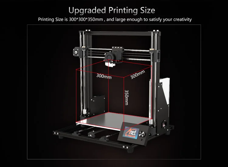 Anet Модернизированный A8 plus 3d принтер DIY комплект рамка из алюминиевого сплава размер печати 300*300*400 A8 3d принтер с автоматическим выравниванием кровати