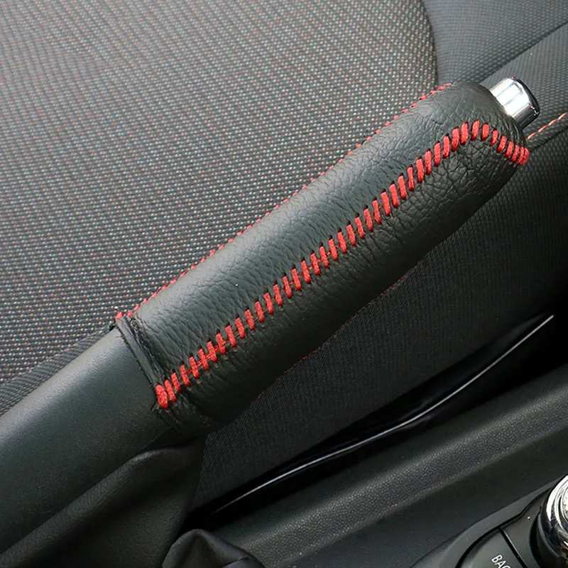 Black Hand brake Авто настоящий кожаный чехол для рычага переключения передач чехол украшение ручного тормоза для Mini Cooper F54 F55 F56 F60 земляк автомобильные аксессуары - Название цвета: Black Hand brake