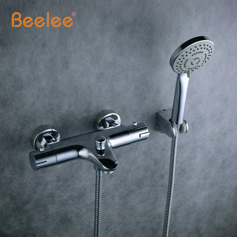 Высококачественный хромированный настенный термостатический смеситель Beelee для