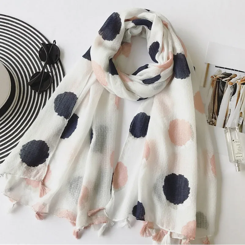 Осенний Модный женский длинный шарф с кисточками шали яркий розовый синий