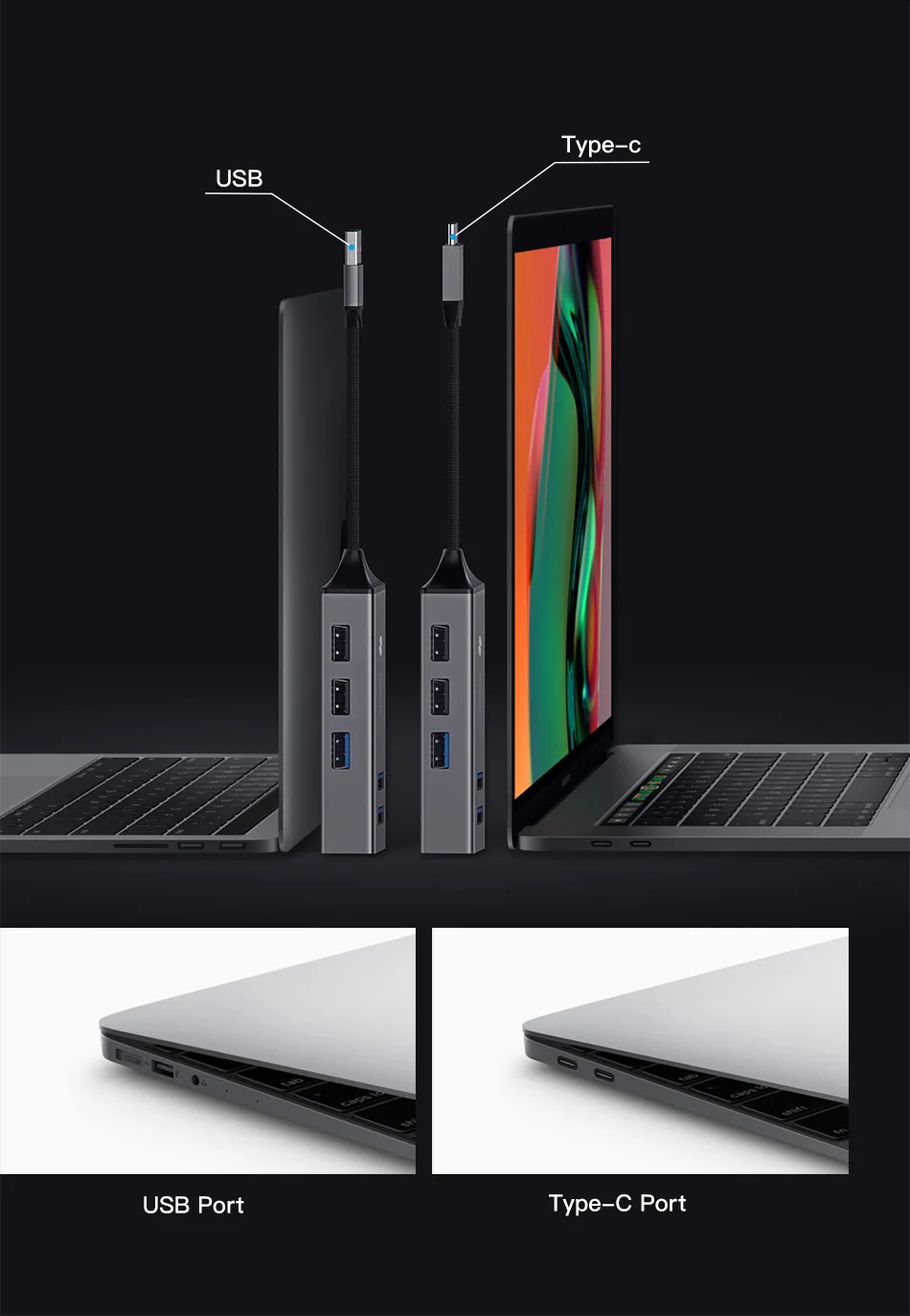 Baseus USB C концентратор для USB 3,0 USB 2,0 usb-хаб для MacBook Pro Surface Pro 6 type C концентратор Расширенный 5 портов usb порты USB разветвитель