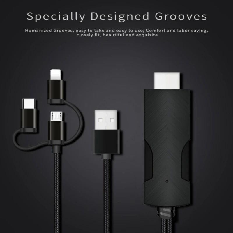 Кабель USB/HDMI экранный преобразователь зеркального отображения несколько устройств 4 K супер высокой четкости Тип-C Micro USB устройство чтения карт lightning для устройства IOS и Android