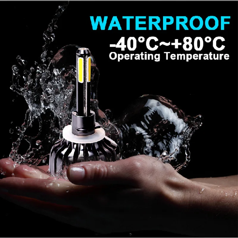 ROADOT 2X Светодиодный фонарь для автомобильных фар с 4 боковыми светодиодами 12000LM H1