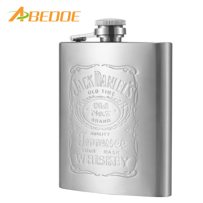 

ABEDOE 7OZ Portable Stainless Steel Printing Hip Flask Embossed Flagon Flasks Russian Wine Beer Whiskey Bottle Alcohol Drinkware