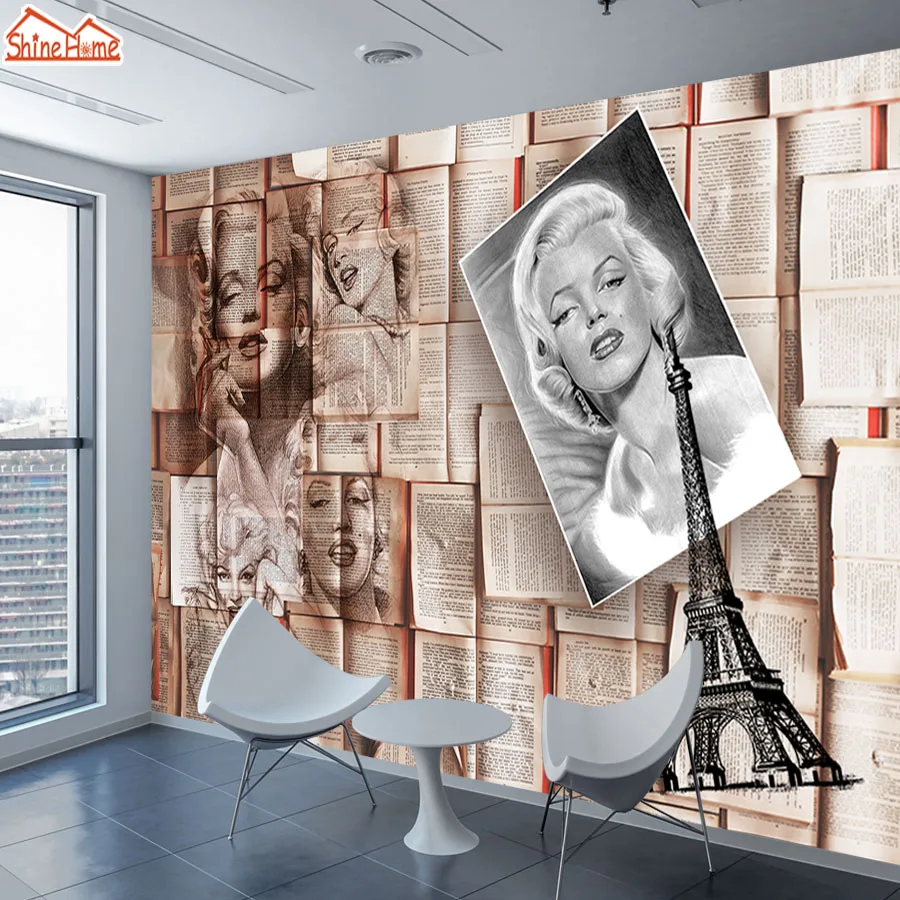 

3 d Murals Wallpapers Photo Wallpaper for Walls Paper 3d on Wall Papers Home Decor Living Room Bedroom Marilyn Monroe Cafe Art