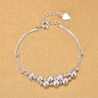 hand made strand round beads beaded bracelets for women silver color jewelry gifts