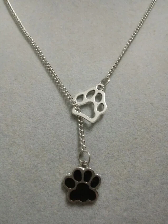 Сплав кошка/кулон в форме собачьей Лапы Ожерелье Винтаж Эмаль Кошка/собака Лапа