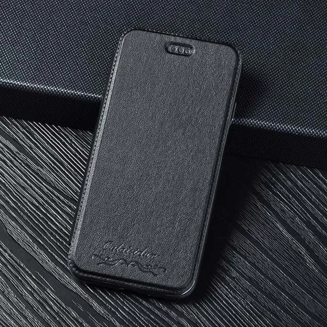 Мягкий силиконовый кожаный чехол-книжка чехол для iPhone 5 5S SE 6 6s 7 8 Plus X с подставкой из розового золота - Цвет: Black