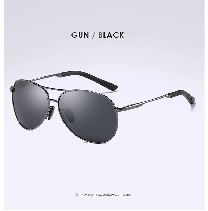 Gray Black AORON, новинка, поляризационные мужские солнцезащитные очки, классические, пилот, для вождения, солнцезащитные очки, металлическая оправа, зеркальные линзы, солнцезащитные очки для мужчин/женщин - Цвет линз: Gray Black