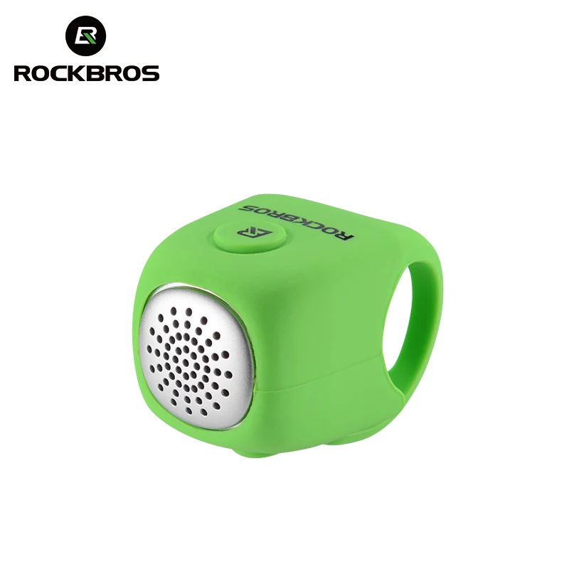 green ROCKBROS мини 110дб Электрический велосипед колокольчики непромокаемые MTB Дорожный велосипед руль рог 5 Цветов Силикагель оболочка кольцо велосипедный Звонок - Цвет: green