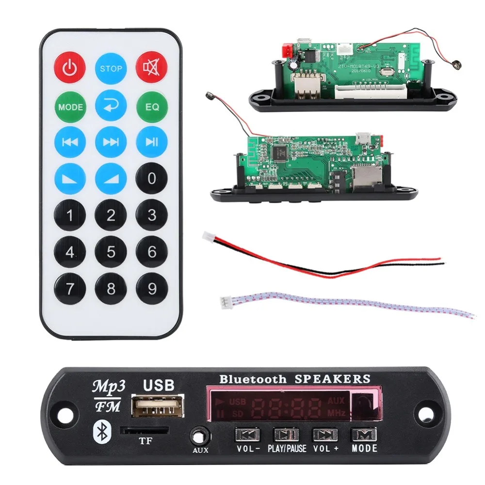 Wireless Bluetooth 12V 5V Micro USB MIC 3.5MM AUX FLAC MP3 WMA Decoder Board Audio Module TF Radio For Car | Электроника