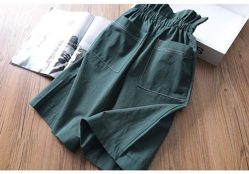 Детские Удобные однотонные брюки с широкими штанинами детская одежда летние