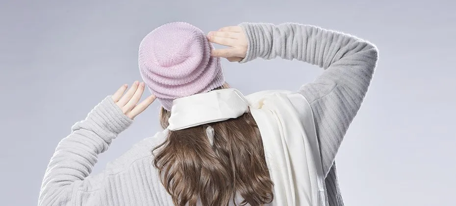 FURTALK Женщины Весна Вязать Hat Громоздкая Сумка Шапочка Cap Вязание Шерсти Женщин Манжеты Шапочка Hat