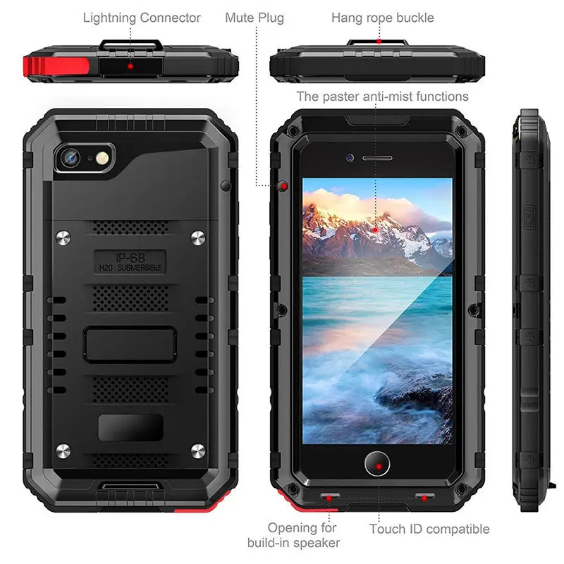 Водонепроницаемый противоударный защитный чехол для iPhone 7, 8, 6, 6S Plus, X, XS, Max, XR, 360, защитный чехол для Apple iPhone XS, чехол