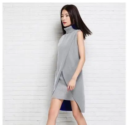 W001883 gray Новая весенняя женская одежда, кашемировый длинный свитер, жилеты, женская зимняя верхняя одежда, жилет, Женский пуловер с отложным воротником, пальто - Цвет: W001883 gray