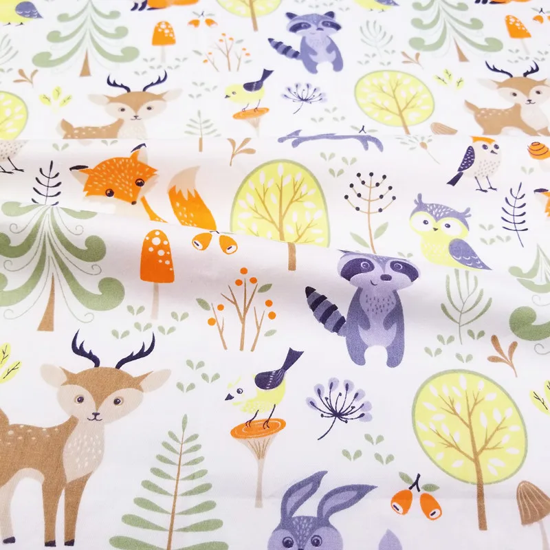 Хлопковая саржевая ткань с милым принтом животного материал для сделай сам