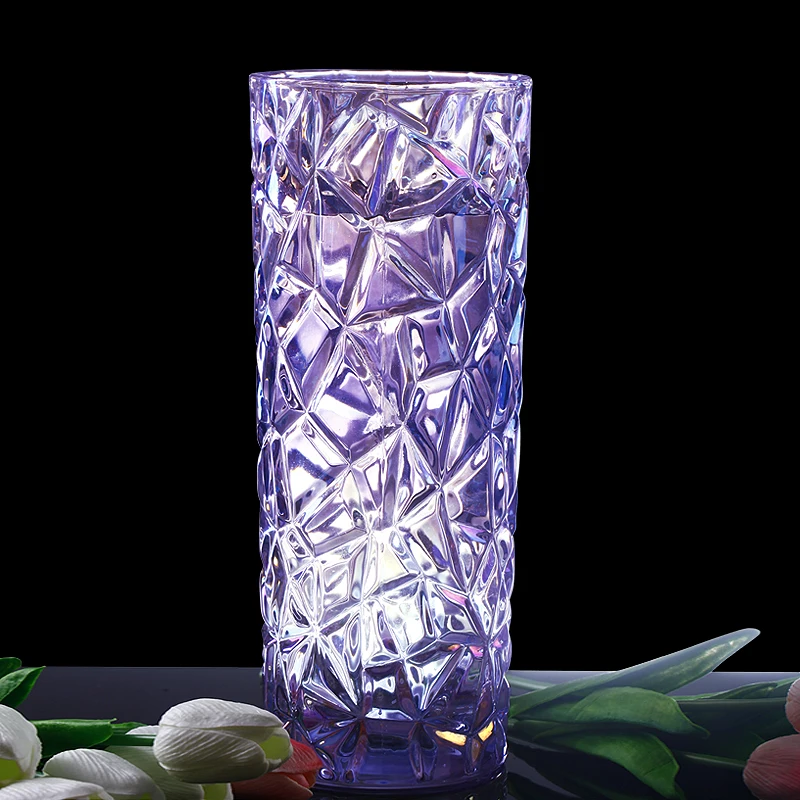 

Purple Cut Glass Frost Flower Vase Ornamental Quartz Crystal Pitcher Vase Craft Accessories Furnishing Home Decor Wedding Gift