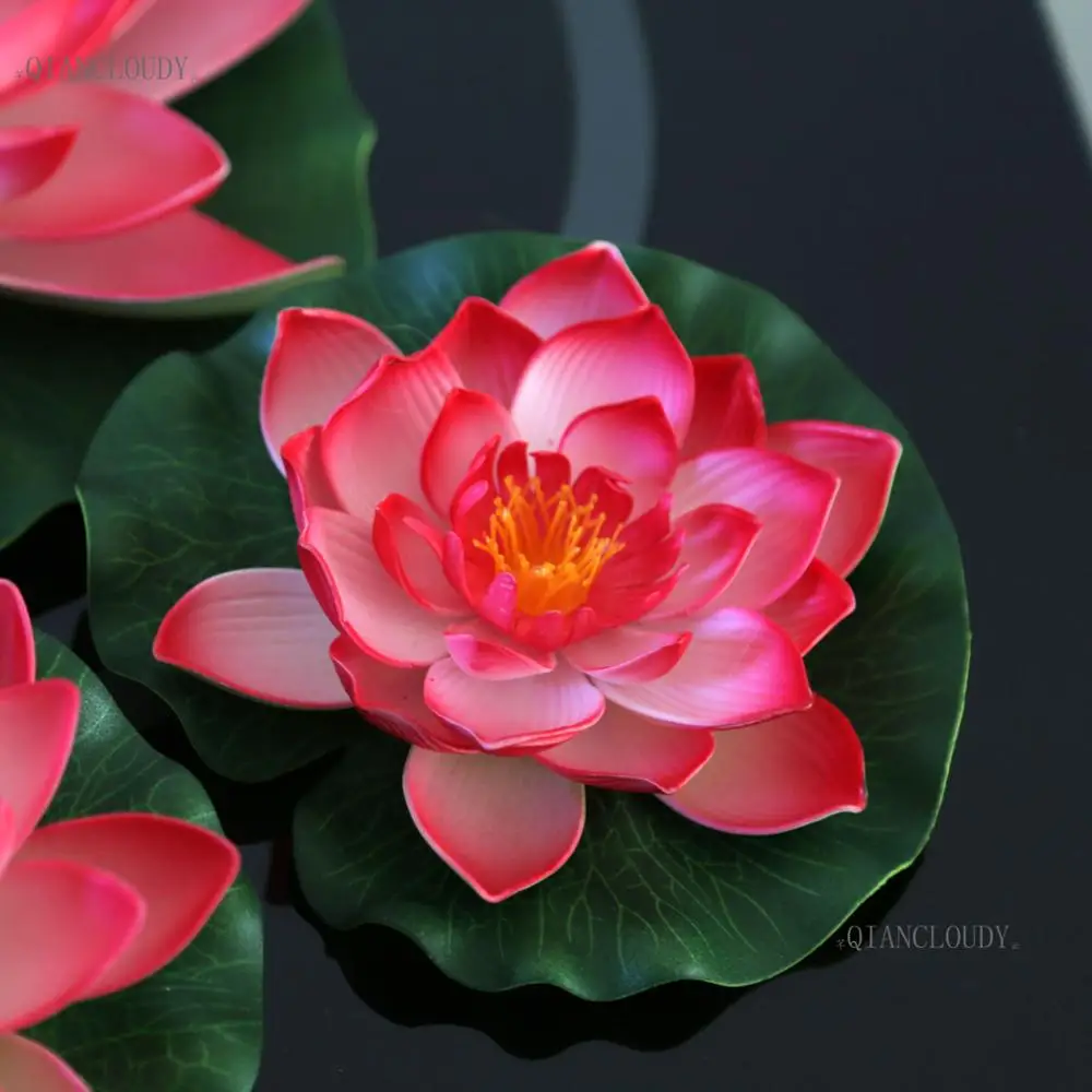 Искусственные темно-розовые цветы в форме листьев лотоса плавающий бассейн