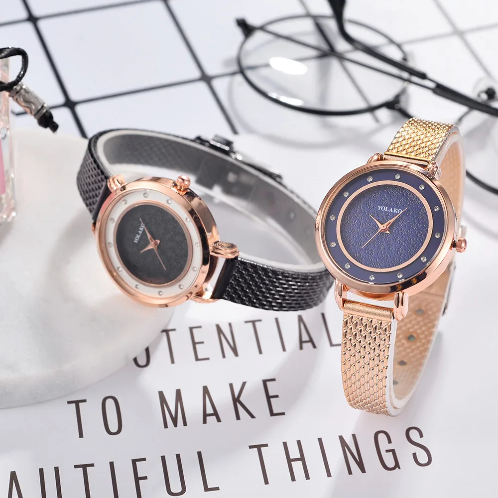 YOLAKO Лидирующий бренд женские кварцевые часы с пластиковым кожаным ремешком
