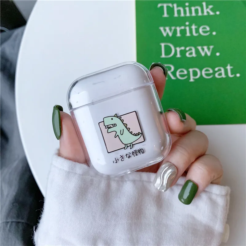 Чехол для airpods с мультяшным динозавром Bluetooth беспроводной чехол наушников 1/2