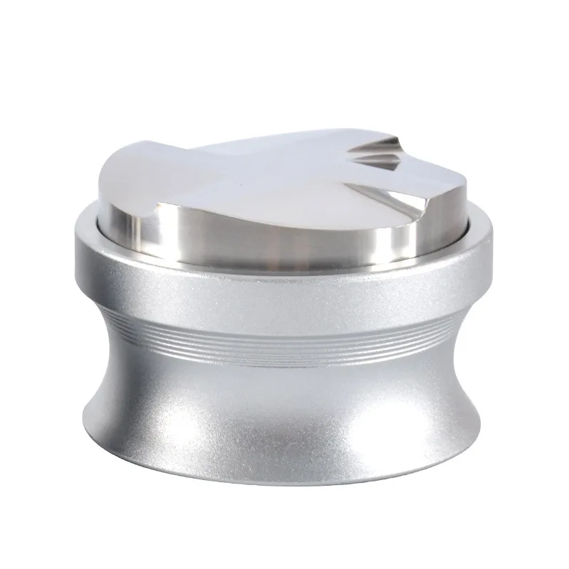 silvery 58 мм 304 Нержавеющая сталь кофе трамбовщик четыре угловых наклона база Регулируемый кофе молоток алюминиевая ручка эспрессо - Цвет: silvery