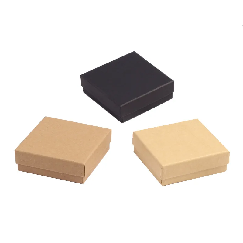 

12pcs Square Kraft Paper Jewelry Organizer Box Necklace Earring Ring Gift Box Jewelry Storage Box Jewelry Display Holder 9*9*3cm