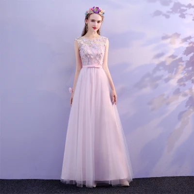 SJZL70# розовые длинные платья подружки невесты весна лето новые кружевные дешевые оптовые свадебные платья для невесты женская мода - Цвет: B
