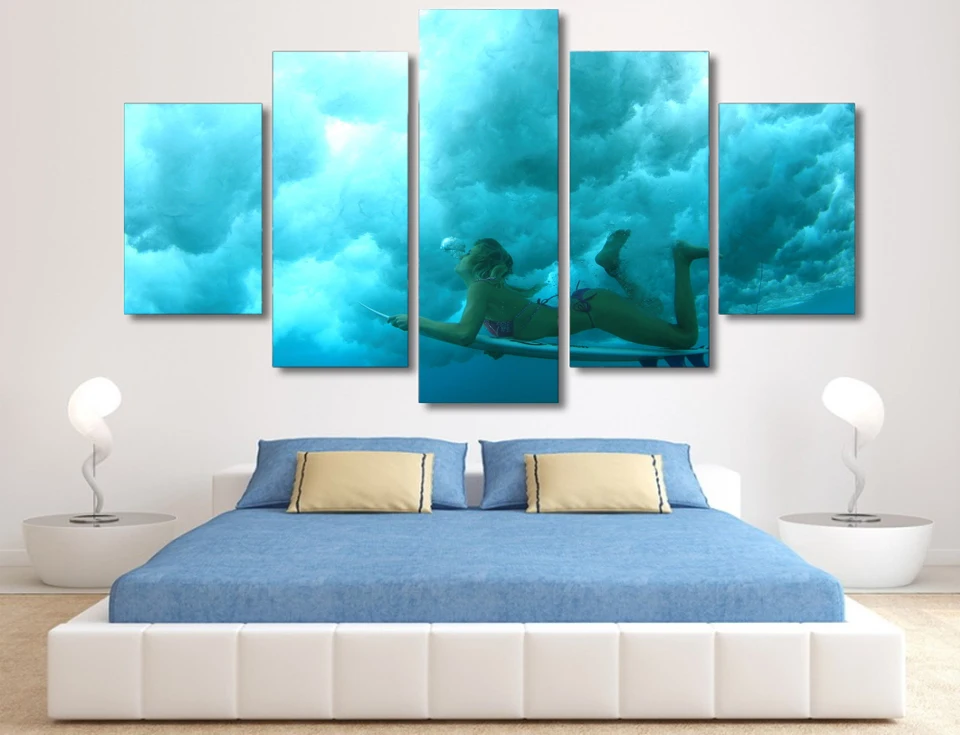 HD Печатный скейтборд серфинг девушка Картина на холсте декор комнаты печать