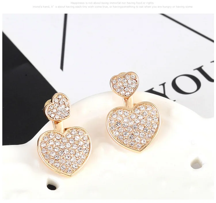 Женские серьги-гвоздики с кристаллами золотистого цвета и серебряными ушками