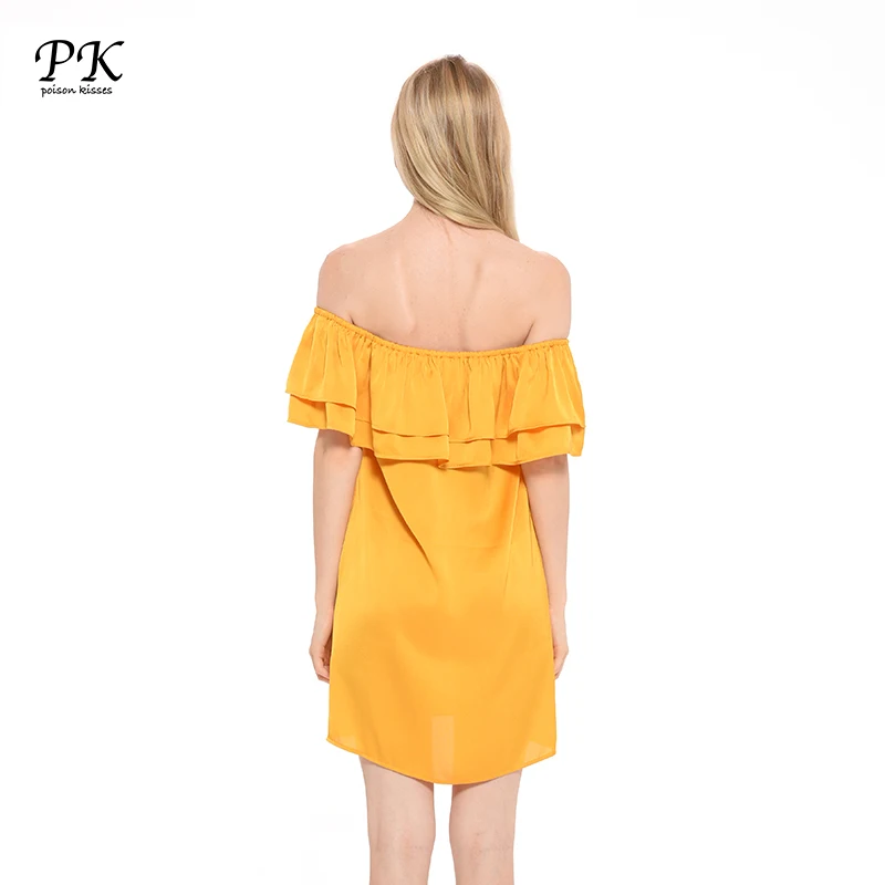 PK 2018 Новое поступление летние платья с открытыми плечами Женские однотонные