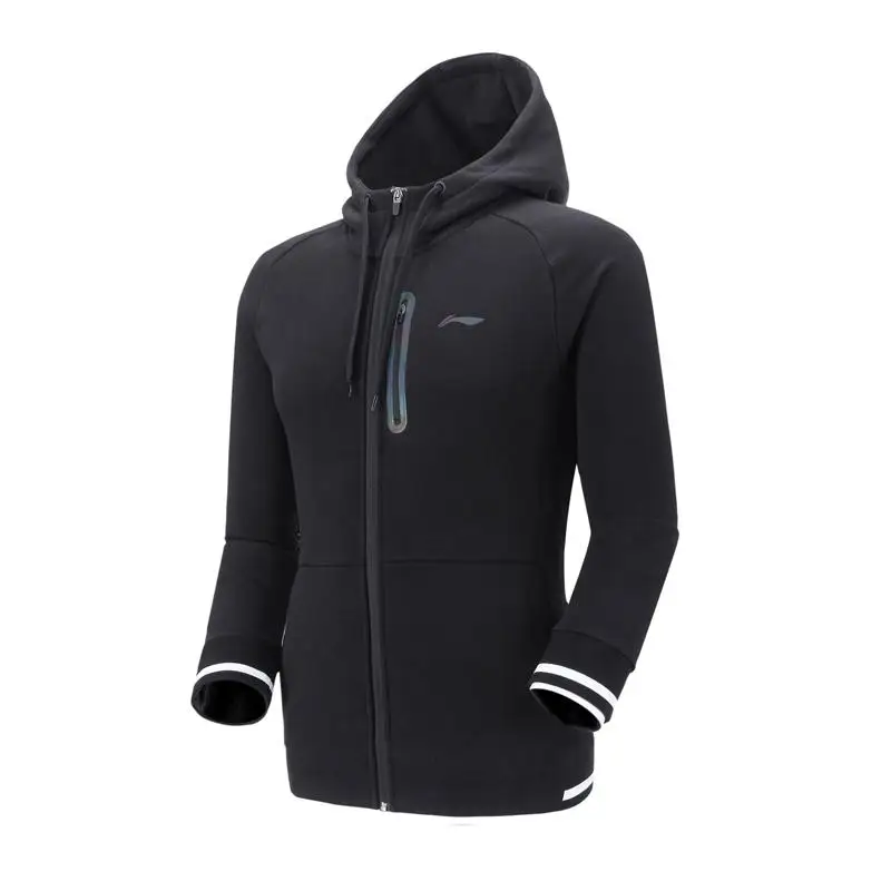 AWDN945-1H Li-Ning, Мужская серия бадминтон, худи, обычная посадка, на молнии, флис, 65% хлопок, 35% полиэстер, подкладка, спортивная куртка с капюшоном, AWDN945 COND18 - Цвет: AWDN945-1H