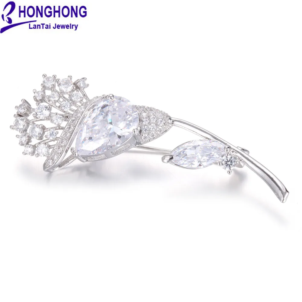 HONGHONG фианиты растения броши булавки для женщин Высокое качество цветок брошь