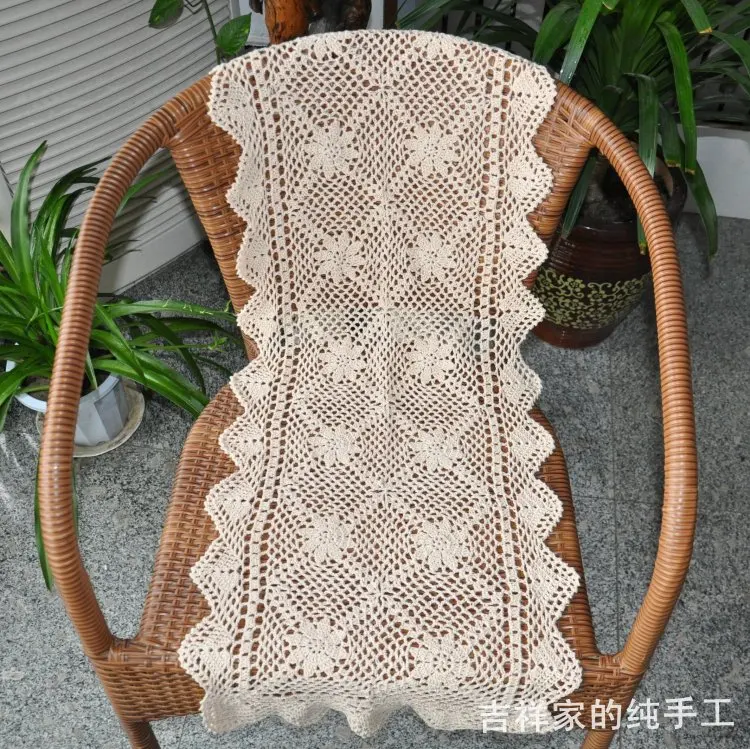 Бесплатная доставка Бежевый хлопок вязание крючком кружева скатерти для