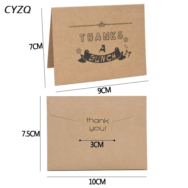 

6pcs/set Blank Thank You Kraft Paper Cards Note Envelopes Greeting Cards invitation Wedding Thanks Birthday DIY Thank You Cards