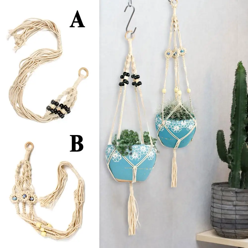 Boho натуральная подвесная корзина льняная веревка Настенная сумка цветочный