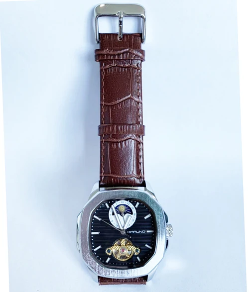 brown silver black MCE Мужские механические часы для мужчин модные автоматические часы мужские Moon Phase квадратные кожаные часы наручные часы с турбийоном - Цвет: brown silver black