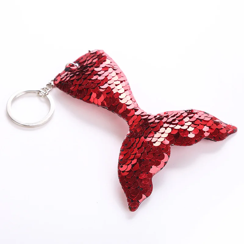 Cute Shiny Mermaid Keychain Glitter Pompom Sequins Key Chain Gift for Women Llaveros Mujer Car Bag Accessories 2120 | Украшения и