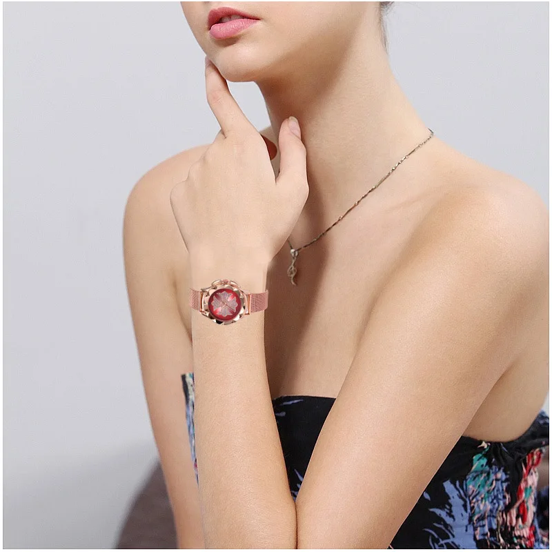 Новые модные женские туфли часы розового золота кварцевые Wristwtahces montres femme