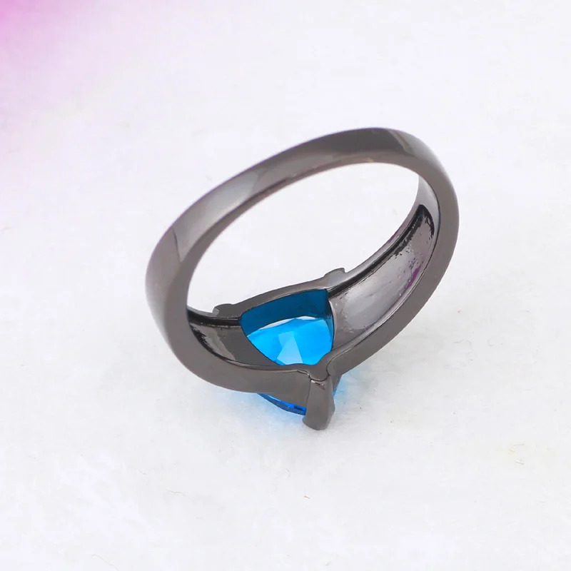 Рождественские кольца для женщин синий циркон белый огненный опал черный