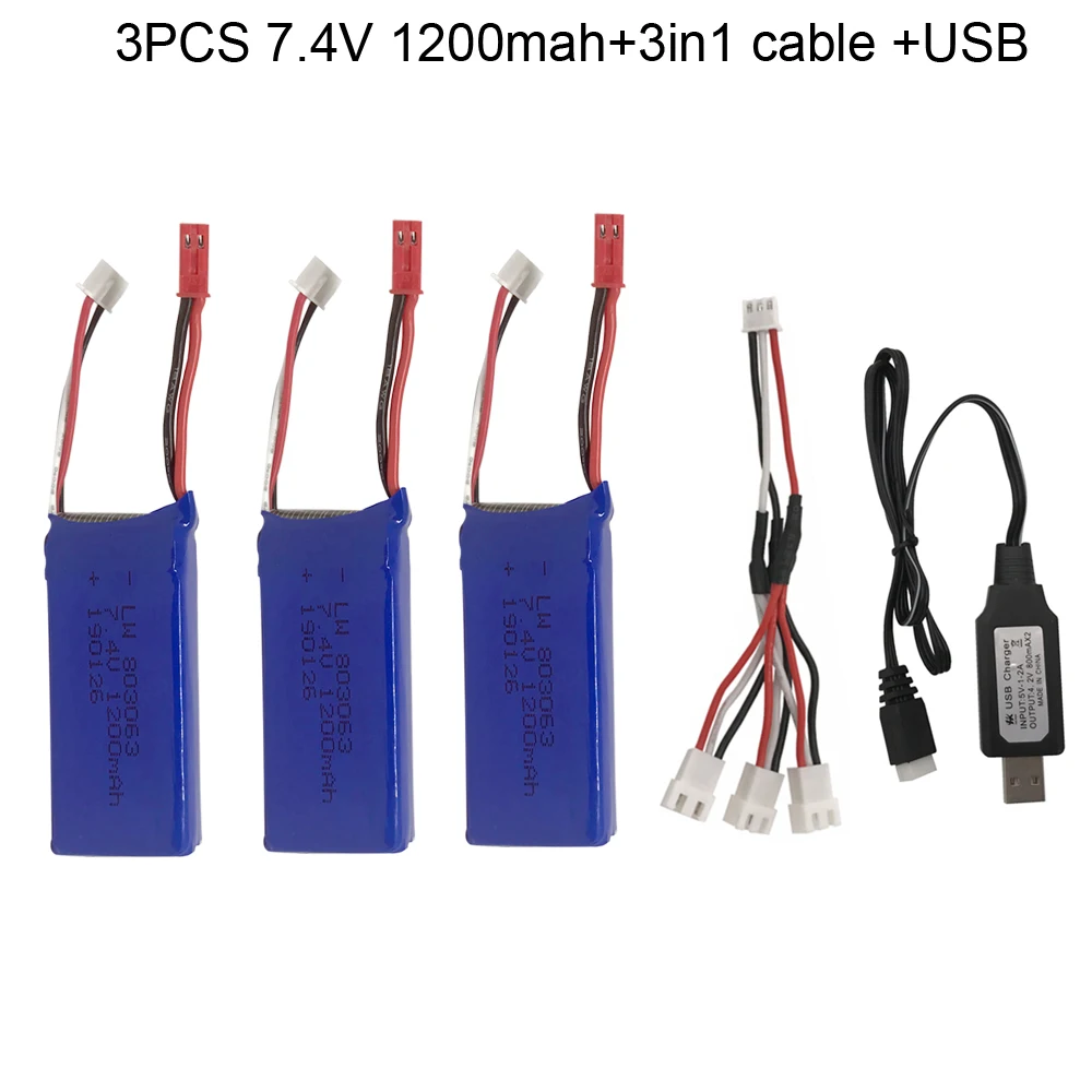 3 шт. 7 4 в 1200 мАч аккумулятор с USB зарядным устройством 1 кабель для YiZhan Tarantula X6 MJX X101