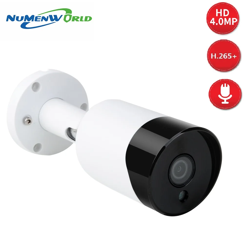 PoE IP камера 4MP аудио Пуля безопасности наружная камера видеонаблюдения CCTV ночного видения видео наблюдения H.265
