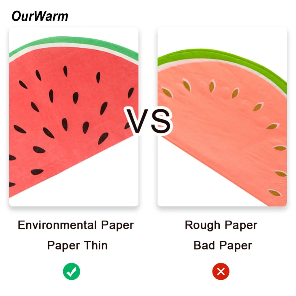 OurWarm 20 шт. арбуз Бумага одноразовые салфетки Праздничная салфетка для свадьбы